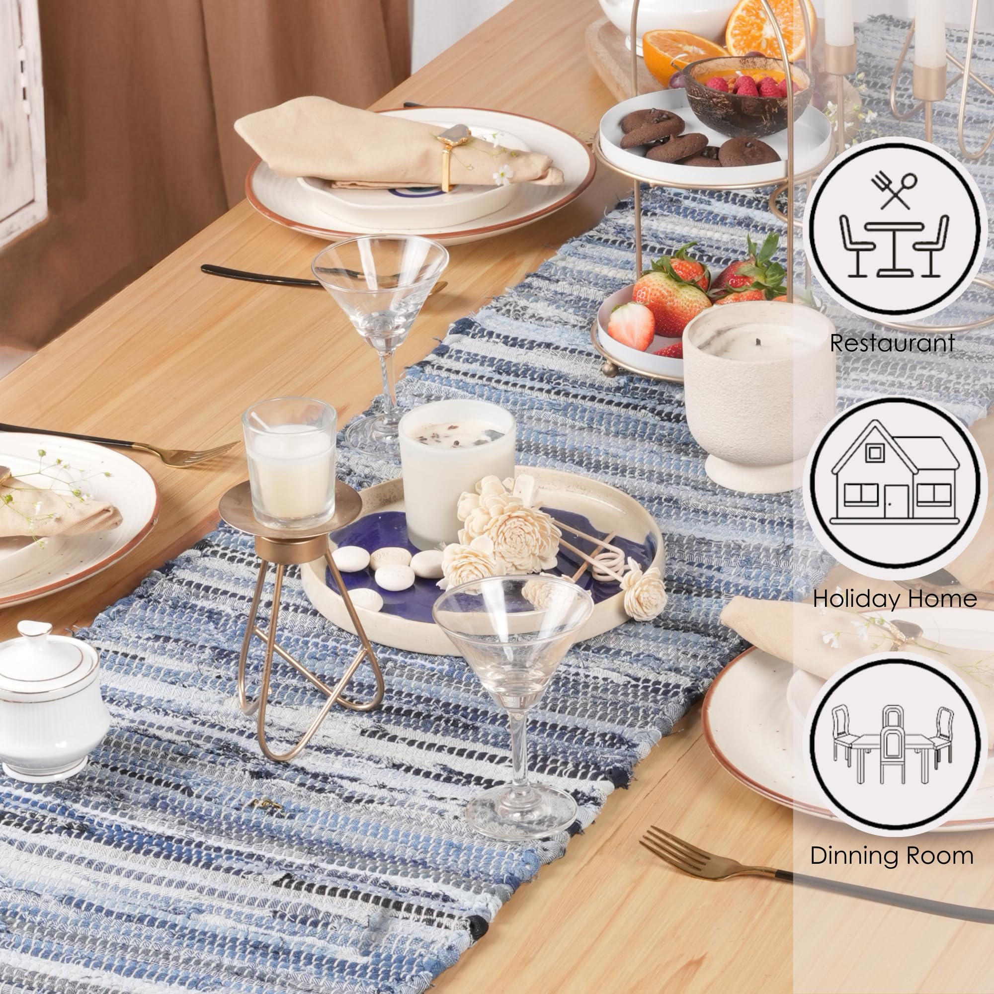 Amazon.com: RAJRANG Blue Chindi Rug Table Runner 14 X 72 Inches